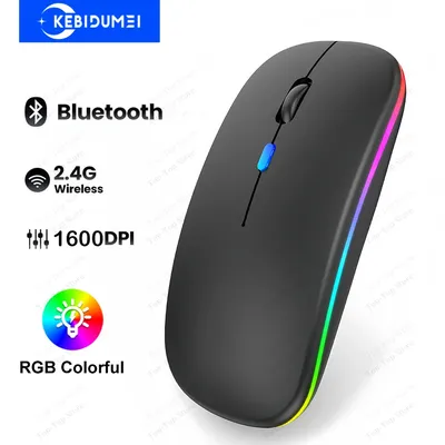 듀얼 모드 2.4G 무선 마우스 블루투스 마우스 RGB 백라이트 게임용 마우스 충전식 마우스 PC 노트북 태블릿 용 인체 공학적 마우스 Dual Mode 2.4G Wireless Mouse Bluetooth Mouse RGB Backlit Gaming Mouse Rechargeable Mouse Ergonomic Mice